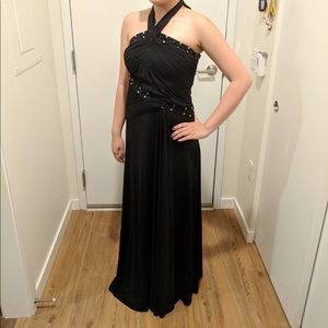 Black pleated maxi dress